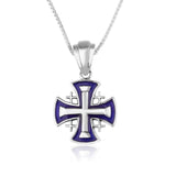 Jerusalem Cross Necklace, Blue - HebrewRootsMarket