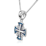 Jerusalem Cross Necklace, Blue - HebrewRootsMarket