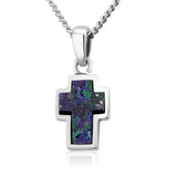 Eliat Stone, Silver Outline Cross Necklace - HebrewRootsMarket